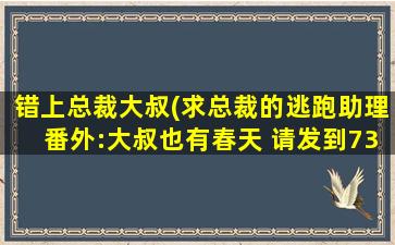 错上总裁大叔(求总裁的逃跑助理番外:大叔也有春天 请发到735105792@QQ*)